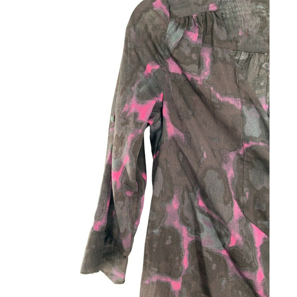 J. Crew Top Women's Size 4 3/4 Multicolor Sleeve Beaded V-Neckline Casual Blouse - Picture 8 of 9